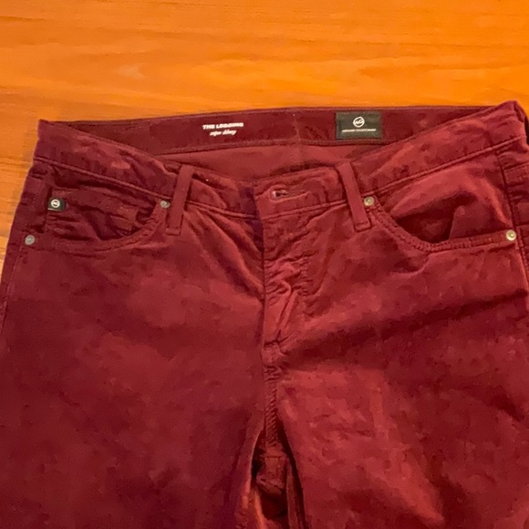 AG Adriano Goldschmied 28 Red The Legging Super Skinny Velvet Pant - Picture 3 of 6